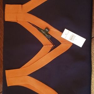 Navy and tan midi flare dress from ann taylor